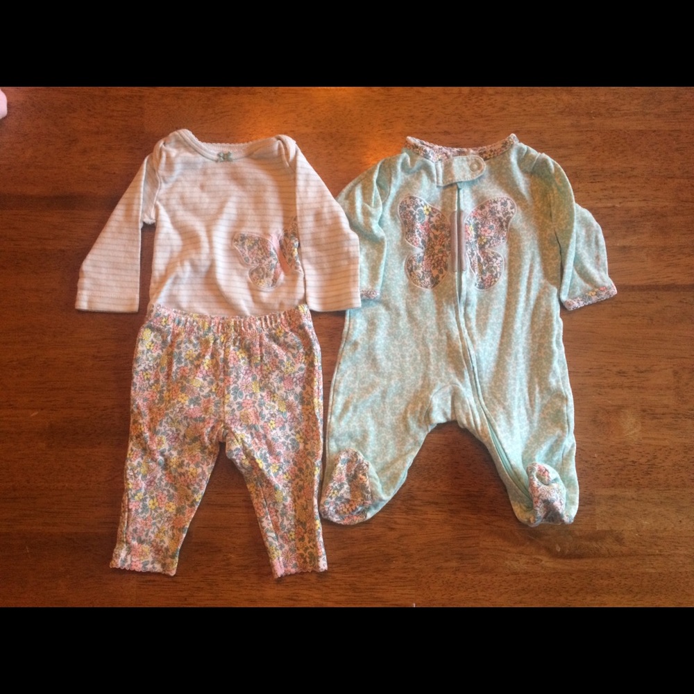 Carters 3m leggings, onesie, and PJ set